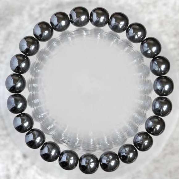 8mm Magnetic Hematite Beaded Stretch Bracelet - Picture 4 of 11